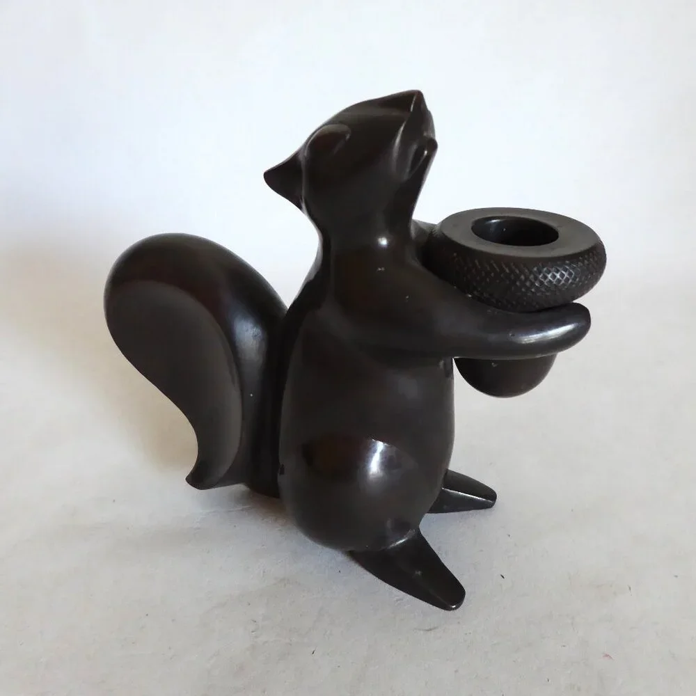 NEW RESTORATION HARDWARE BRONZE SQUIRREL HOLDING ACORN CANDLE HOLDER